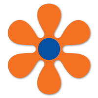 Orange and Blue 70's Flower Magnet