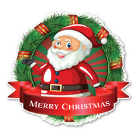 Merry Christmas Wreath with Santa Claus Magnet