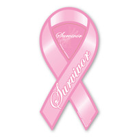 Breast Cancer Plain Pink Large Ribbon Magnet