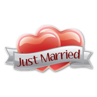 Just Married Hearts Car Sign Magnet