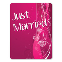 Just Married Pink Car Sign Magnet