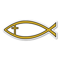 Gold Cross Fish Mini Magnet