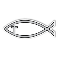 Silver Cross Fish Mini Magnet