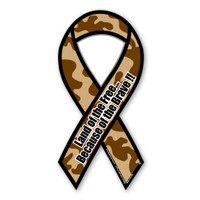 Land Of The Free Because Of The Brave (Brown Camo) Ribbo Magnet