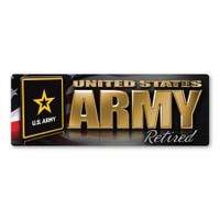 Army Retired Chrome Bumper Strip  Magnet