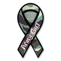 Army Girl Green Camo 2-in-1 Ribbon Magnet