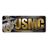 USMC Retired Chrome Mini Bumper Strip Magnet
