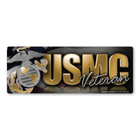 USMC Veteran Chrome Bumper Strip Magnet