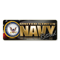 Navy Retired Chrome Mini Bumper Strip Magnet