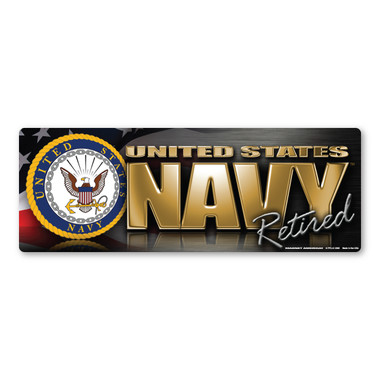 The U. S. Navy was founded in 1775 as the Continental Navy during the Revolutionary War. Today, the men and women of the Navy continue to serve our country and protect our freedom. This Bumper Strip Magnet is a great way for Retired Navy Members to show pride in their service to our country.