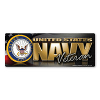 Navy Veteran Chrome Bumper Strip Magnet