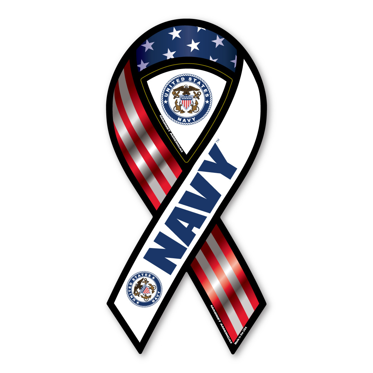 Navy Red, White, And Blue 2-in-1 Ribbon Magnet | Magnet America