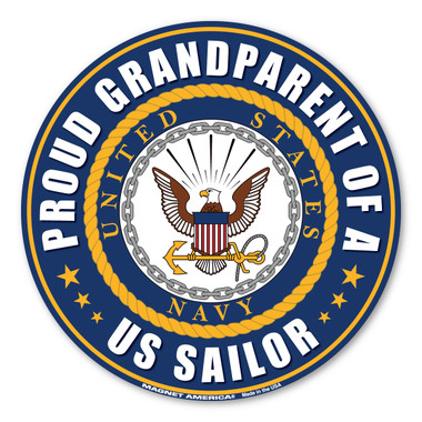 The U. S. Navy was founded in 1775 as the Continental Navy during the Revolutionary War. Today, the men and women of the Navy continue to serve our country and protect our freedom. This 5" Circle Magnet is a great way for Navy Grandparents to show their pride and support in their grandchildren's service to our country.