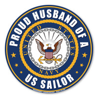 The U. S. Navy was founded in 1775 as the Continental Navy during the Revolutionary War. Today, the men and women of the Navy continue to serve our country and protect our freedom. This 5" Circle Magnet is a great way for Navy Husbands to show their pride and support in their wives' service to our country.