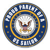 The U. S. Navy was founded in 1775 as the Continental Navy during the Revolutionary War. Today, the men and women of the Navy continue to serve our country and protect our freedom. This 5" Circle Magnet is a great way for Navy Parents to show their pride and support in their children's service to our country.