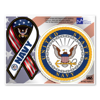 The U. S. Navy was founded in 1775 as the Continental Navy during the Revolutionary War. Today, the men and women of the Navy continue to serve our country and protect our freedom. This Mini Ribbon/Circle Magnet Combo Pack is a great for both people currently serving in the Navy or those who have served in the past to display pride for their branch. It can also be used by others to show support for the Navy.