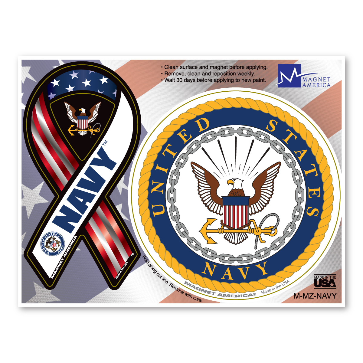Navy Combo Mini Ribbon/Circle Magnet | Magnet America