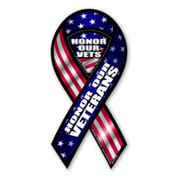 Honor those who faithfully served in our country's armed forces. Without the veterans and current military serving to defend our country, our freedom would be non-existent. Our American Flag themed Honor Our Veterans Ribbon Magnet is a great way to show your support for our veterans.