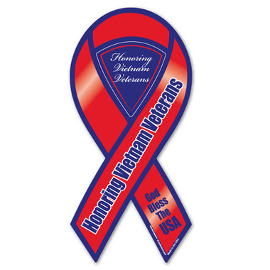 The Vietnam War is to be considered the longest war the United States was involved in.  It lasted right at 20 years.  Our Vietnam War Red Ribbon Magnet honors and helps us to remember the sacrifices made by those who fought in the Vietnam War.