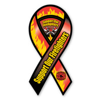 Support Our Firefighters ribbon magnet is a great way to show your support the brave men and women who risk their lives everyday.  Firefighters are hard workers, dedicating themselves to be able to do their job effectively by saving lives.   Bravery, loyalty and honor describes firefighters.  These ribbons are also a great fundraiser items for Firefighter support groups.