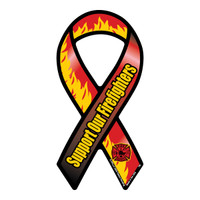 Support Our Firefighters Flame Mini Ribbon Magnet