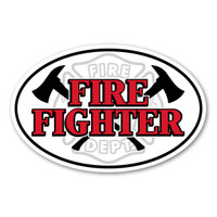 Firefighter with Maltese Cross Oval Magnet