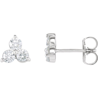 3 Stone Stud Earrings