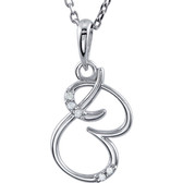 "B" Script Initial Diamond Sterling Silver Necklace