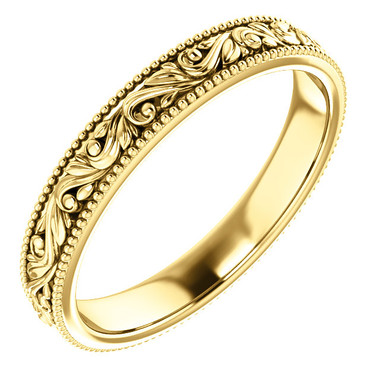 14k yellow gold scroll wedding band