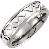 Titanium & Sterling Silver Inlay 7mm Wide Woven Wedding Band 