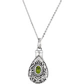 August Birthstone Memorial Tear Ash Holder 18" Necklace Sterling Silver