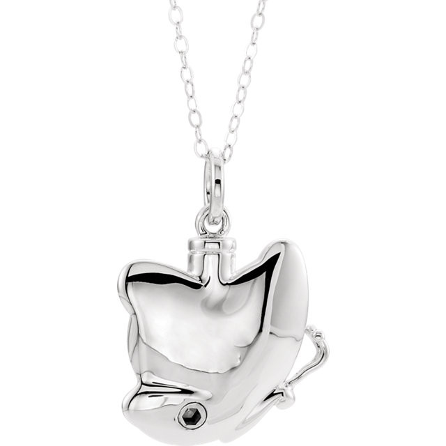 A Sterling Silver Butterfly Ash Holder Memorial Necklace with 18" Cable  Chain - Diamonds Jewelry and Gifts