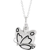 A Sterling Silver Butterfly Ash Holder Memorial Necklace with 18" Cable Chain