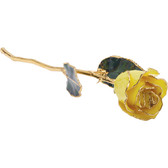 Real 12" Inch Lacquered Yellow Colored Rose 