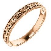 14k Rose Gold Engraved Scroll Design Wedding Band 