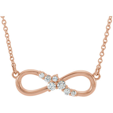 14K Rose Gold 1/8 CTW Diamond Infinity-Inspired Bar 18" Inch Necklace