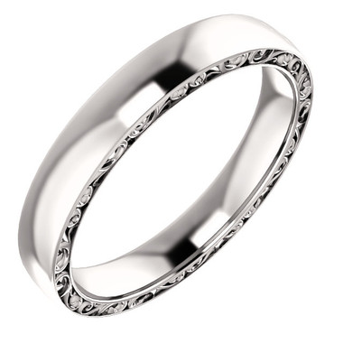 14kt White Gold 4 mm Sculptural-Inspired Relief Pattern Wedding Band