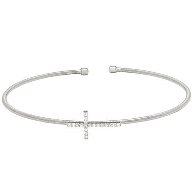 Sterling Silver Cross Flexible Cuff Bracelet