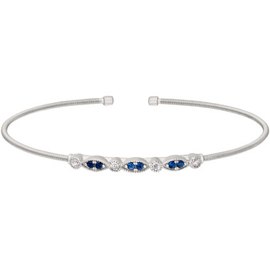 Simulated Diamond and Simulated Blue Sapphire Cuff Bracelet