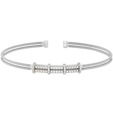 Double Simulated Diamond Cuff Bracelet