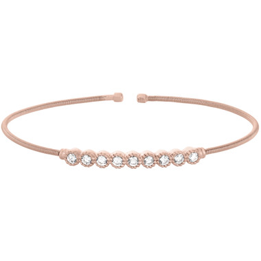 Rose Gold Finish over Sterling Simulated Diamond Bracelet