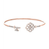 Rose Gold Finish over Sterling Silver Lock and Key Cuff Bracelet