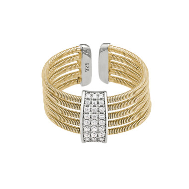 Multi Cable and Simulated Diamond Cuff Ring