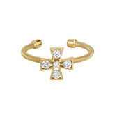 Yellow Gold Finish Cross Ring