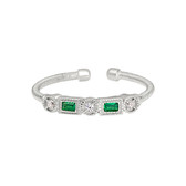 Simulated Emerald and Diamond Cuff Ring