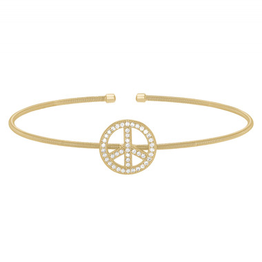 Yellow Gold Finish Peace Sign Bracelet