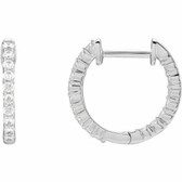 14k white gold lab grown diamond hoop inside outside earrings