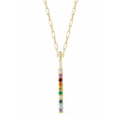 Rainbow gemstone bar necklace