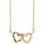 14k yellow gold double heart rainbow gemstone necklace
