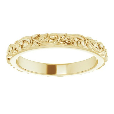 18kt yellow gold floral band front